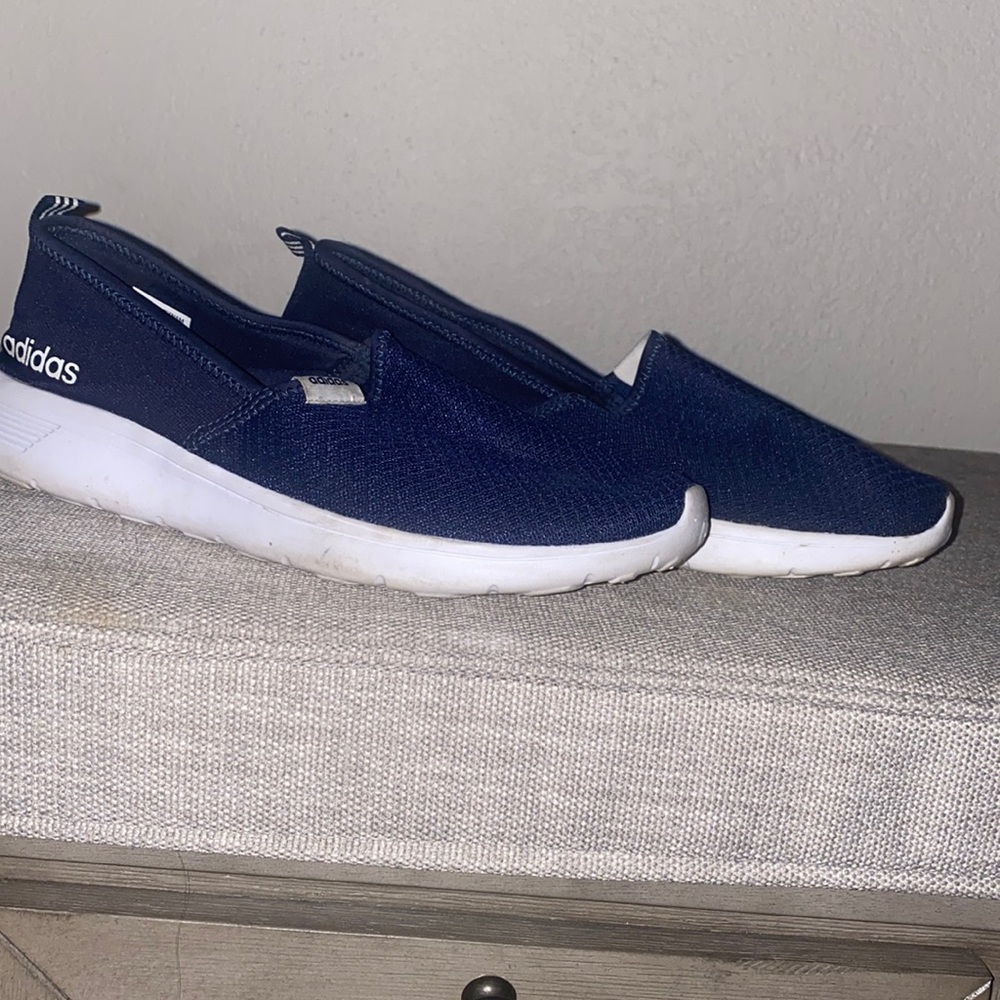 Adidas navy blue memory foam slip ons